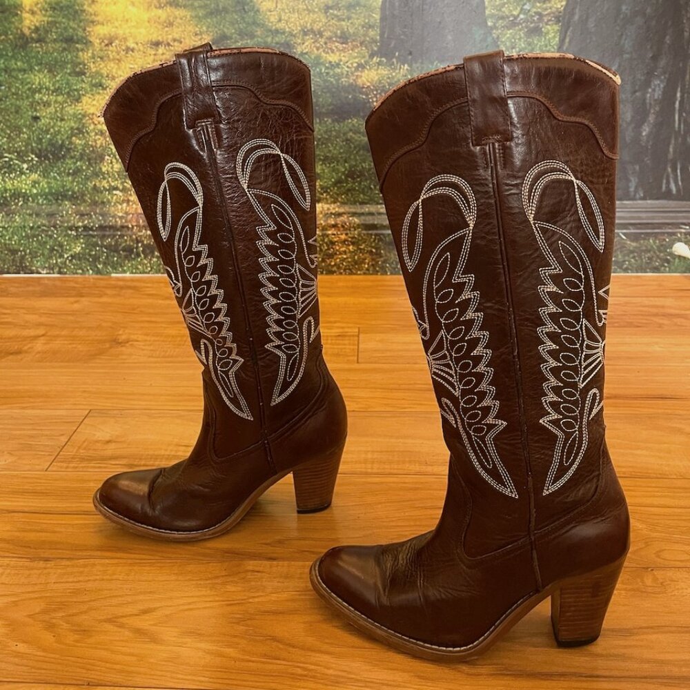 🤠 Jeffrey Campbell Frontier Women's Leather Tall Western Boots - Size 9 🤠